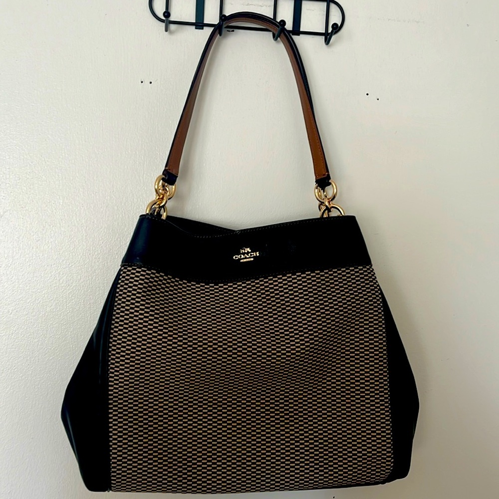 Coach Lexy Legacy Jacquard Tote Shoulder Bag Fabric/Leather F57540